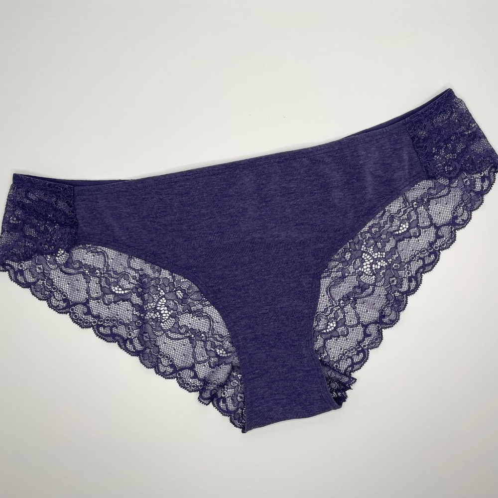 Gap Love Back Lace Breathe Cotton Bikini in Twilight Navy Blue; XL